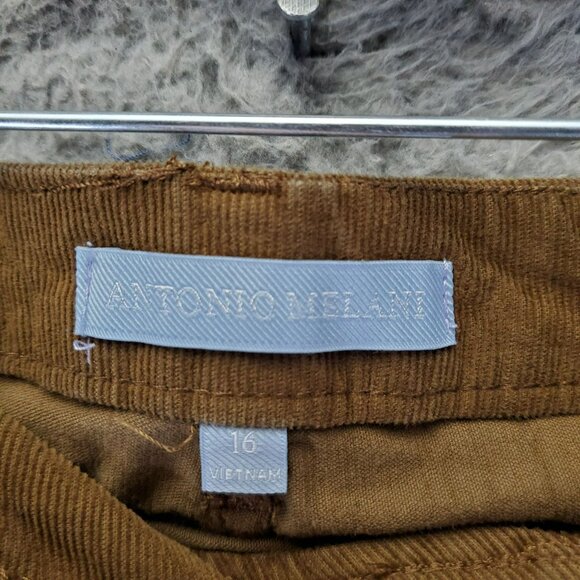 Antonio Melani Pants Womens Size 16 Brown Corduroy Stretch Mid Rise Flared Leg - Picture 2 of 11